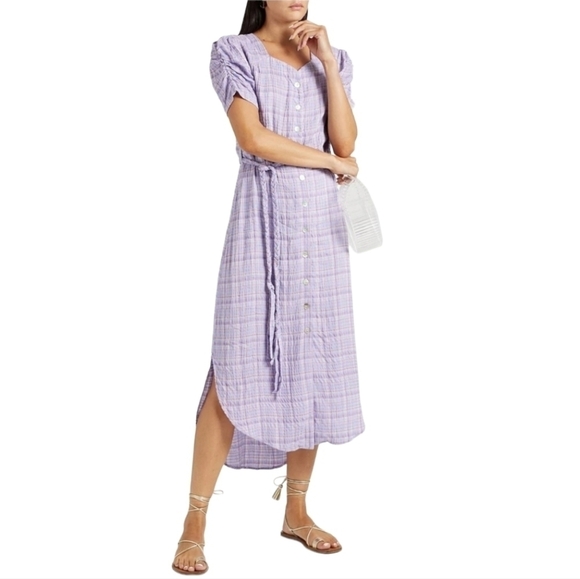 Belize Colette Seersucker Midi Dress, Lilac, Large, NWT - Picture 1 of 16